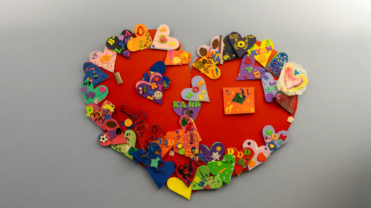 Hand crafted heart shape on a wall